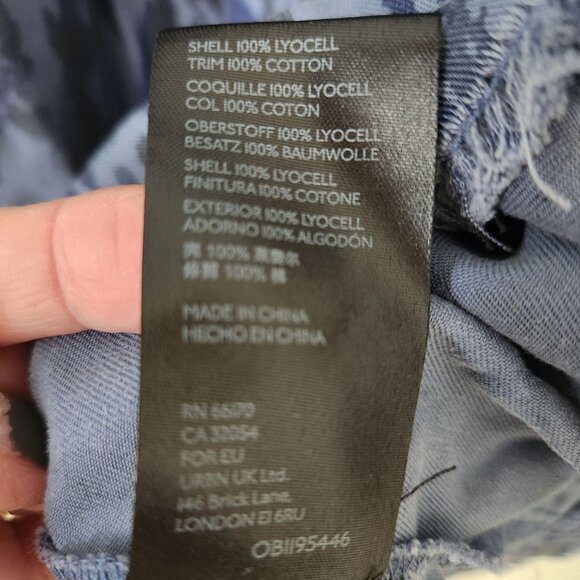 Anthropologie Chambray Tencel Sleeveless Dress Ruffle Blue Boho Cottage Summer - Picture 8 of 10